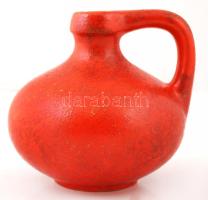 Tófej kerámia kancsó, jelzett, apró mázhibákkal, m:18cm