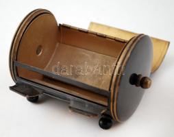 Art deco cigaretta kínáló doboz, zománcozott fém, kopott, 10×7 cm