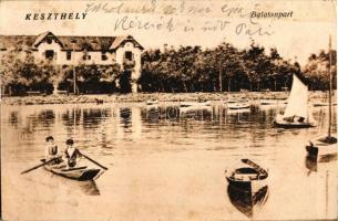 Keszthely, Balaton part, csónakok (ázott / wet damage)