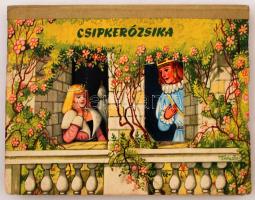 Csipkerózsika. Prága, 1957. Mesekönyv mozgatható figurákkal, 3D-s elemekkel, néhol apró szakadásokkal a mozgatható elemeken, egyébként jó állapotban.