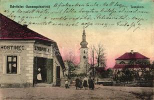 Garampéteri, Sznopko J. vendéglője, templom / restaurant, church (ázott / wet damage)