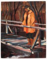 Jelzés nélkül: Hídon, olaj, fa50×40 cm