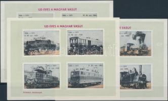 125 éves a magyar vasút 5 klf levélzáró blokk (apró sérülések)