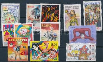 Europa CEPT: Circus 10 diff countries, 12 diff stamps, Europa CEPT: Cirkusz 10 klf ország, 12 klf bélyeg