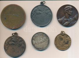 1930-1950. 6db-os díjérem tétel, benne egy jelzett ezüst: "Magyarországi Testedző Egyesületek S...