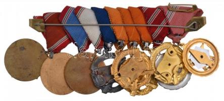 10db szocialista kitüntetés csaton összefűzve, közte 1957. "Szocialista Munkáért Érdemérem&quot...