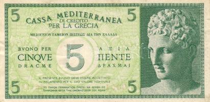 Görögország/német-olasz megszállás 1941. 5Dr T:II+ Csak egyszer hajtva!