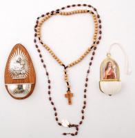 Egyházi tárgyak: rózsafüzér, szenteltvíz tartó, összesen:4db