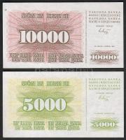Bosznia-Hercegovina 1992-93. 5000D + 10.000D "SDK...ZENICA" fny-sal T:I
