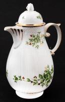 Hollóházi Erika mintás kávéskészlet, matricás, jelzett, hibátlan, plusz egy bonbonierrel, 9×8 cm