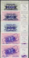 Bosznia-Hercegovina 1993.IX.1. 100.000D + 1000.000D + 1993.XI.10. 100.000D + 10.000.000D + 100.000.000D T:I