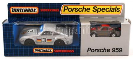 Matchbox Porsche 959 (2db), eredeti dobozában, h:10,5 cm, h:6 cm