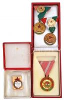 ~1980. "Az Oktatásügy Kiváló Dolgozója" zománcozott fém jelvény + "Gyermekekért Érdemérem" aranyozott, zománcozott fém kitüntetés mellszalaggal eredeti tokban + "Kiváló Tanár" zománcozott fém kitüntetés mellszalagon miniatűrrel (2x) T:2