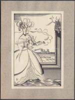 Nemes Erich (?-?): Art deco dáma, fametszet, papír, jelzett a metszeten, 15,5×10,5 cm