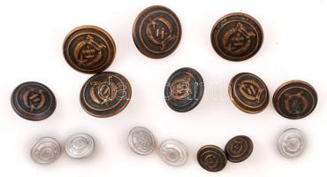 cca 1950-1970 15 db pénzügyőr egyenruháról származó gomb