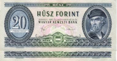 1980. 20Ft (2x) egymásutáni sorszámokkal T:I