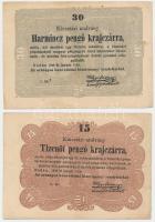 1849. 15kr + 30kr "Kossuth bankó" T:III