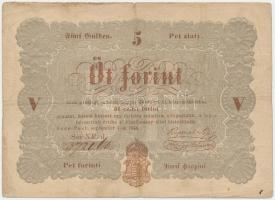 1848. 5Ft "Kossuth bankó" vörösesbarna T:III,III-