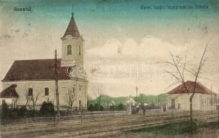 Szanád, Sanad; Katolikus templom, iskola; ifj. Rottenbücher Ferencz kiadása / catholic church and school