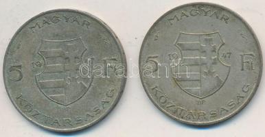 1947. 5Ft Ag "Kossuth" (2x) T:2-,3