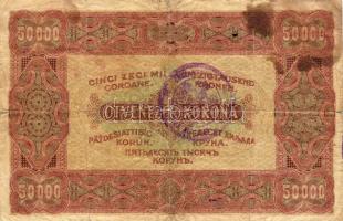 1923. 50.000K hátlapon olvashatatlan lila bélyegzővel T:IV