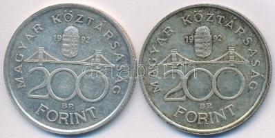 1992. 200Ft Ag "MNB" (2x) T:2,2-