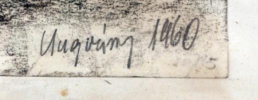 Ungváry jelzéssel: Utcarészlet. Szén, papír, üvegezett keretben, 24×32 cm