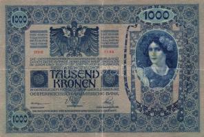 1902. 1000K cseh benyomott ellenbélyeggel T:II/III+