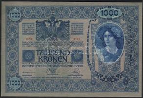 Ausztria 1902. 1000K függőleges piros "Deutschösterreich" bélyegzővel T:I