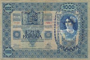 1902. 1000K jugoszláv ellenbélyeggel, azon magyar nyelvű bélyegző T:II