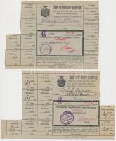 Arad 1916. 6db élelmiszerjegy (liszt, kenyér, cukor), egyik lapon az összes szelvény megvan, a többi...