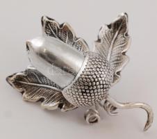 Ezüst(Ag) makk tölgyfalevélen, jelzetlen, 15,5 g