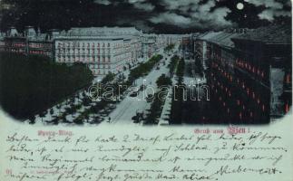 1899 Vienna I. Opera-Ring / Opera boulevard at night