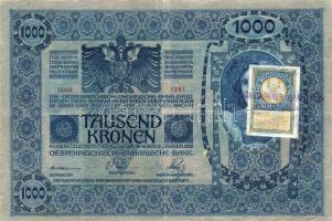 1902. 1000K jugoszláv ellenbélyeggel, azon magyar nyelvű bélyegző + baloldalon másfajta magyar bélye...