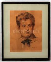 Papp Aurél (1879-1960): Férfi portré. Vegyes technika, papír, jelzett, üvegezett keretben, 44×35 cm