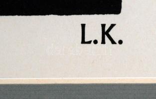 Kassák Lajos (1887-1967): Képarchitektúra. Szitanyomat, papír, jelzett, üvegezett keretben, 28×27 cm