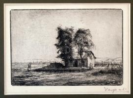 Varga Nándor Lajos (1895-1978): Tanya. Rézkarc, papír, jelzett, üvegezett keretben, 10×14 cm
