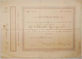 1910. Nagykárolyi Ipari Hitelszövetkezet üzletrész-jegye 50K-ról, szelvényekkel