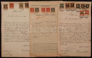 1905 Versec, A tekintetes járásbírósághoz intézett kölcsönökkel, zálogjoggal kapcsolatos levelek okmánybélyegekkel, 3 db