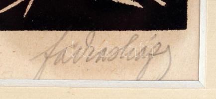 Farkasházy Miklós(1895-1964): Készül a halpaprikás. Linómetszet, papír, jelzett, 21×21 cm