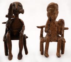 Vezér és hadvezér bronz jelkép, 2 db bronz szobrocska, m: 10 cm