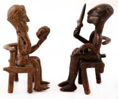 Vezér és hadvezér bronz jelkép, 2 db bronz szobrocska, m: 10 cm