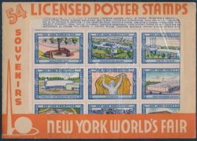 1939 USA: New York Word's FAIR 54 db-os hajtott levélzáró teljes ív eredeti borítékjában