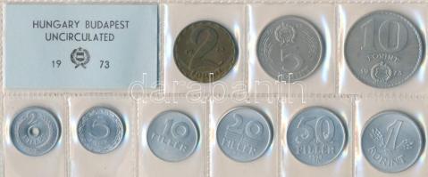 1973. 2f-10Ft 9db klf érmés forgalmi sor fóliatokban T:1