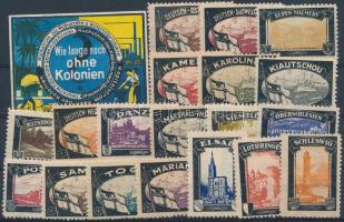 1918 20 klf német levélzáró az elveszített gyarmatok és területek képeivel