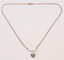 Ezüst (Ag.) szintetikus zafír köves nyaklánc, h:20,5 cm, bruttó:5 g