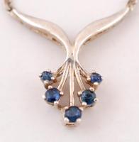 Ezüst (Ag.) szintetikus zafír köves nyaklánc, h:20,5 cm, bruttó:5 g