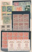 160 db magyar okmánybélyeg, benne ívdarabok, nagy évértékűek, számolólap illeték és ritkaságok