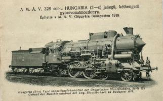 MÁV 328. sor. Hungaria (2-c) - jellegű, kéthengerű gyorsvonat-mozdonya; kiadja a Gőzmozdony Vasút- és Erőgépszaklap / Schnellzuglokomotive der Ung. Staatsnbahnen
