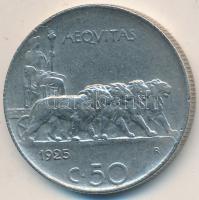 Olaszország 1925R 50c Ni recés peremmel T:2,2- kis ph. Italy 1925R 50 Centesimi Ni with reeded edge C:XF,VF small edge error